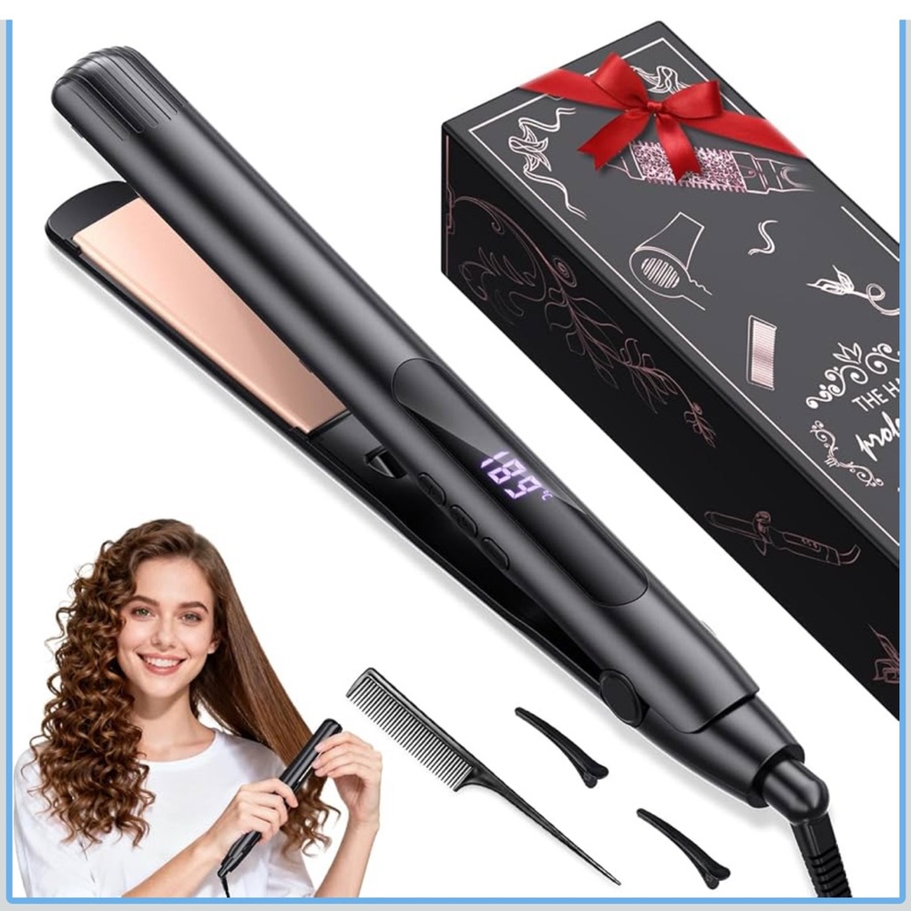 Hair straightener Flat Iron 1 inch titanium ceramic ionic hair straighteners